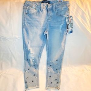 Girls size 8 Blue Spice Capri jeans with pearl adornment